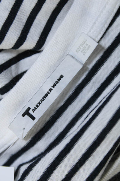 T Alexander Wang Womens Short Sleeve Crew Neck Striped Shirt White Black Small