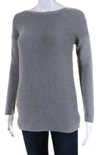 Theory Women's Round Neck Long Sleeves Pullover Sweater Gray Size P