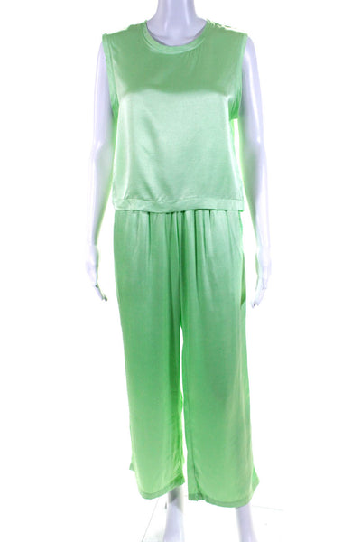 Michael Lauren Women's Round Neck Sleeveless Two Piece Pant Set Green Size XS