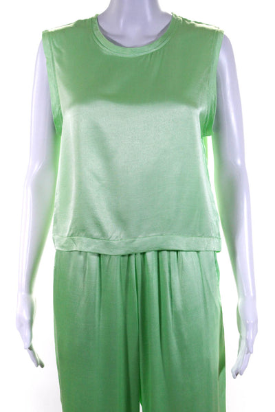 Michael Lauren Women's Round Neck Sleeveless Two Piece Pant Set Green Size XS