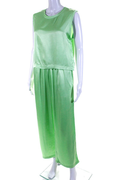 Michael Lauren Women's Round Neck Sleeveless Two Piece Pant Set Green Size XS