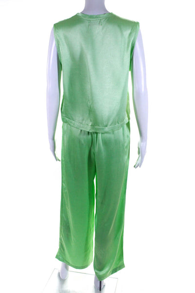 Michael Lauren Women's Round Neck Sleeveless Two Piece Pant Set Green Size XS