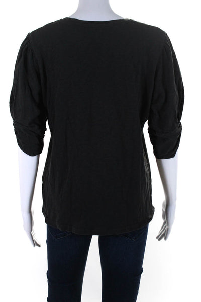 Ba&Sh Womens Cotton Jersey Knit Puff Sleeve Tee T-Shirt Charcoal Gray Size 2
