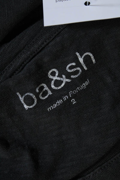 Ba&Sh Womens Cotton Jersey Knit Puff Sleeve Tee T-Shirt Charcoal Gray Size 2