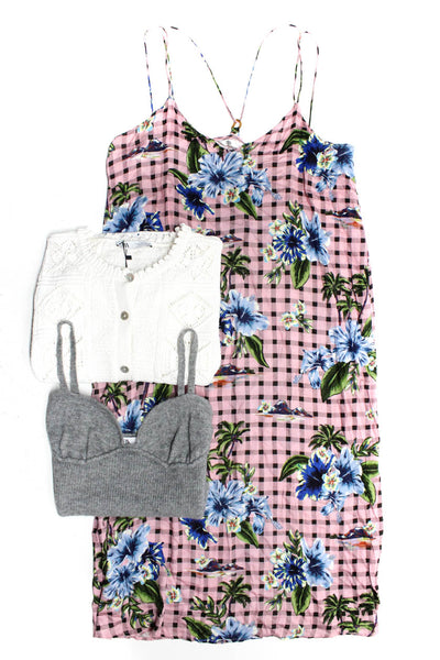Zara Womens Knit Crop Top Crochet Cardigan Floral Midi Dress Size Large Lot 3