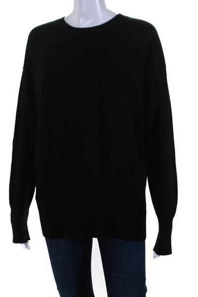 Vince Womens Crew Neck Back Cutout Pullover Sweater Black Size Large