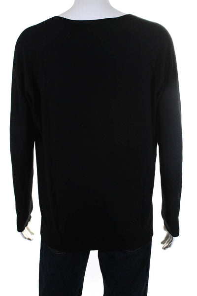 Theory Mens Thin Knit V Neck Pullover Sweater Black Cotton Size Large