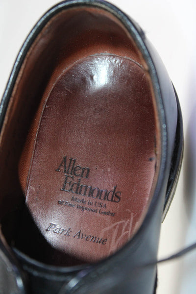 Allen Edmonds Mens Park Avenue Almond Toe Leather Derby Shoes Black Size 9.5