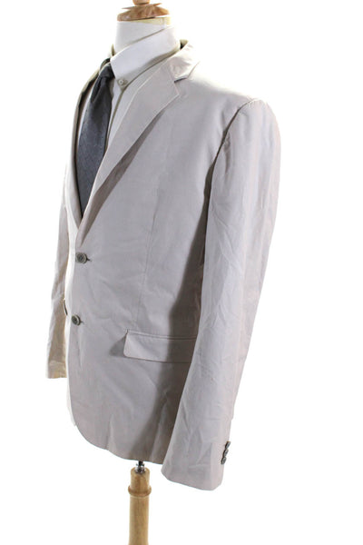 Theory Mens Cotton Collared Buttoned Long Sleeve Blazer Jacket Beige Size EUR44