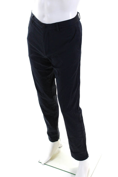 Theory Mens Wool Zipped Buttoned Flat Front Straight Leg Pants Navy Size EUR34