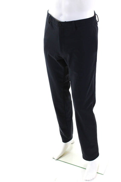 Theory Mens Wool Flat Front Buttoned Straight Leg Dress Pants Navy Size EUR34