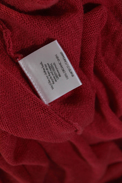 Eileen Fisher Womens Linen Long Sleeve Round Neck Pullover Top Red Size L