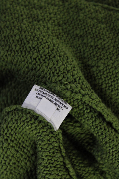 Eileen Fisher Womens Cotton Half Buttoned Textured Sweater Jacket Green Size M