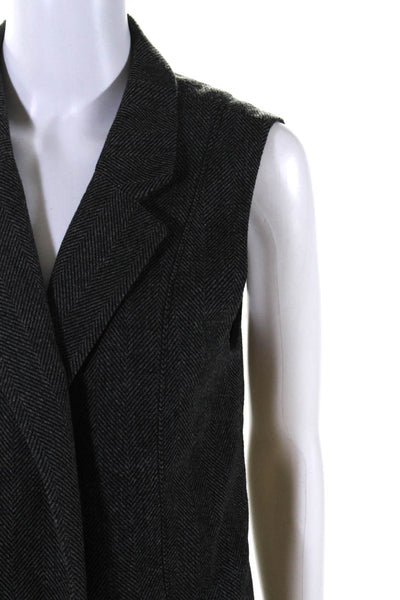 Club Monaco Womens Gray Wool Herringbone No Button Sleeveless Vest Jacket Size M