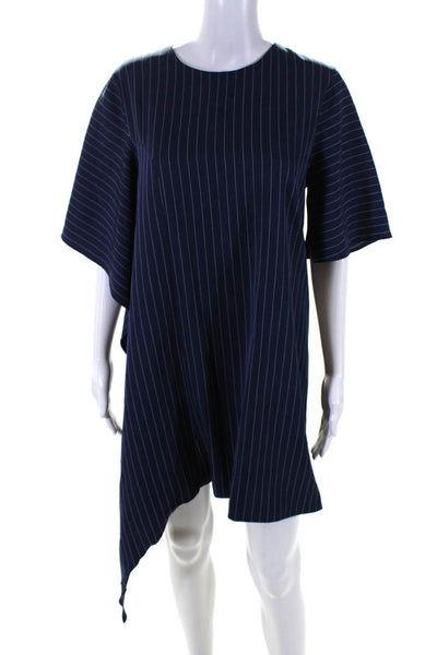 C/MEO Collective Womens Blue Striped Drape Short Sleeve A-line Dress Size M