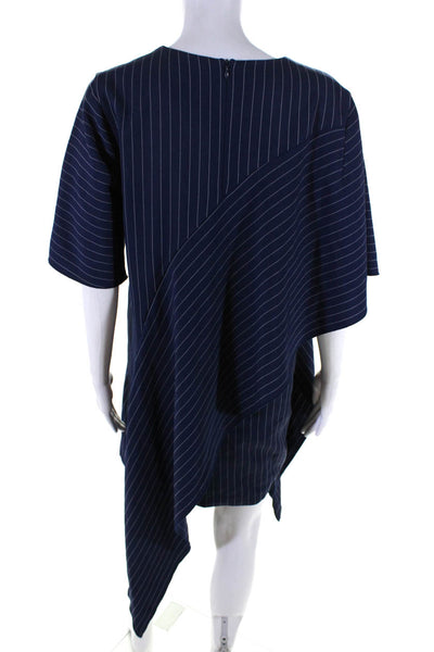 C/MEO Collective Womens Blue Striped Drape Short Sleeve A-line Dress Size M