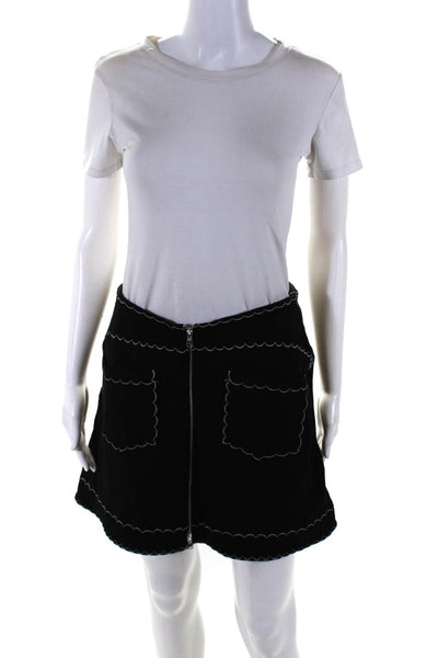McQ by Alexander McQueen Womens Black Front Zip Pockets Mini A-Line Skirt Size M
