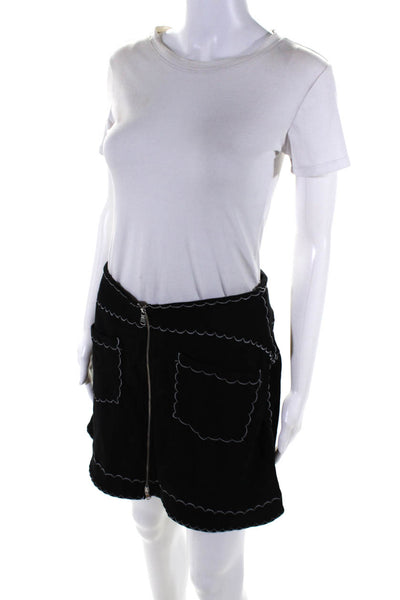McQ by Alexander McQueen Womens Black Front Zip Pockets Mini A-Line Skirt Size M