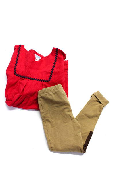 Jacadi Polo Ralph Lauren Girls Dress Leggings Red Size 6 5 Lot 2