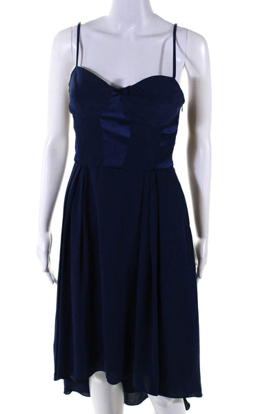 Elizabeth and James Womens Chiffon Satin Corset Bodice A-Line Dress Blue Size S