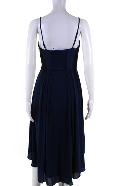 Elizabeth and James Womens Chiffon Satin Corset Bodice A-Line Dress Blue Size S