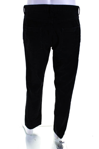 Theory Mens Solid Black Cotton Corduroy Fly Button Straight Leg Pants Size 32