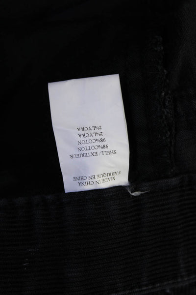 Theory Mens Solid Black Cotton Corduroy Fly Button Straight Leg Pants Size 32