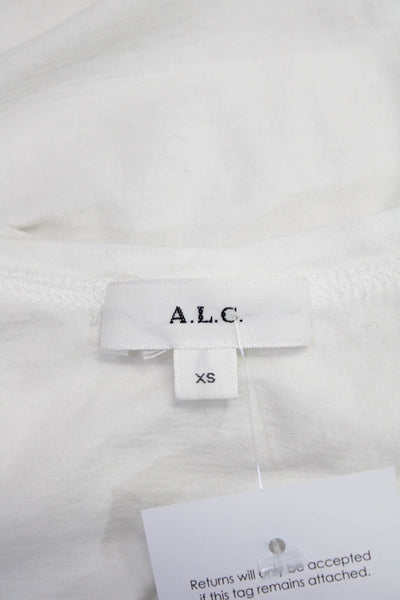 ALC Womens Short Puff Sleeve Crew Neck Tee Shirt Blouse White Size Extra Small