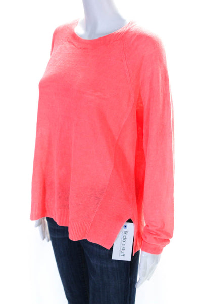 J Crew Womens Linen Long Sleeves Pullover Sweater Pink Size Medium