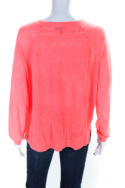 J Crew Womens Linen Long Sleeves Pullover Sweater Pink Size Medium