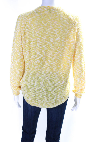 J. Mclaughlin Womens Crew Neck Sweater Yellow White Cotton Size Small