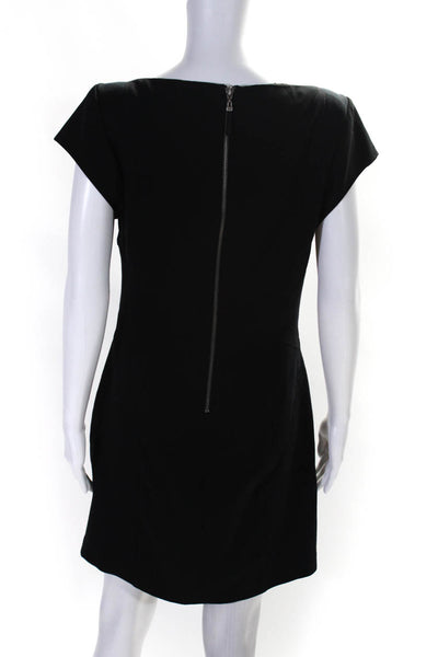 Laundry by Shelli Segal Womens Black Crew Neck Short Sleeve Shift Dress Size 8