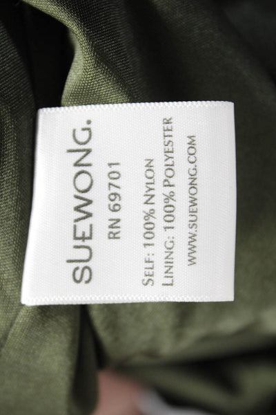 Sue Wong Womens Green Beaded Textured Crew Neck Sleeveless Shift Dress Size 8