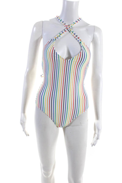 Solid & Striped Women's Strappy Back One Piece Multicolor Stripe Swimsuit Size S