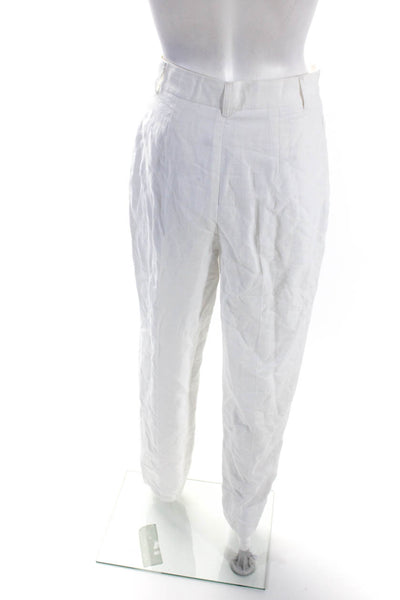 L'Academie Women's Hook Closure Pleated Front Straight Leg Pant White Size S