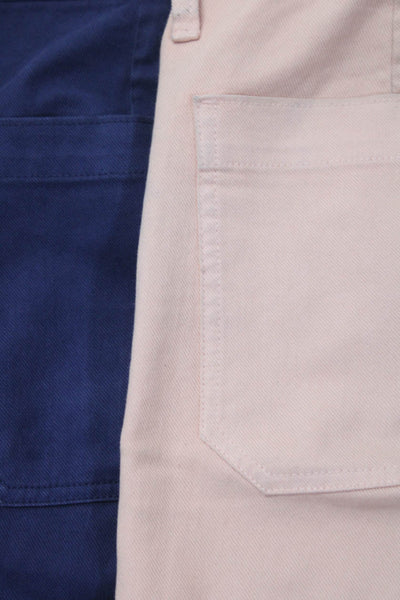 J Crew Womens Cotton Buttoned Straight Leg High Rise Pants Blue Size EUR30 Lot 2