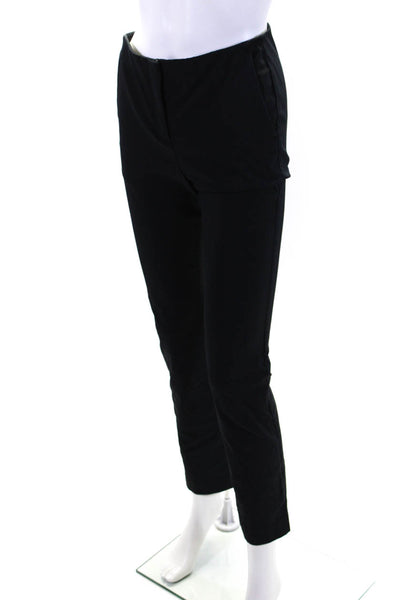 Theory Womens Zip Up Flat Front Fitted Slim Cut Pants Trousers Navy Blue Size 4