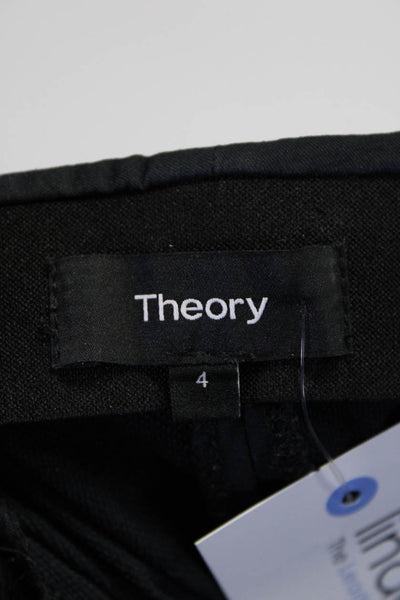 Theory Womens Zip Up Flat Front Fitted Slim Cut Pants Trousers Navy Blue Size 4