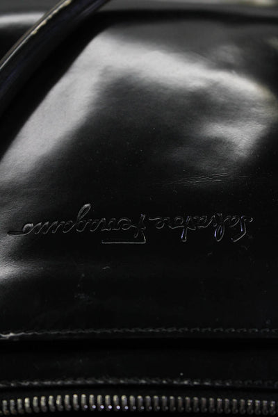 Salvatore Ferragamo Womens Black Leather Zip Shoulder Bag Handbag