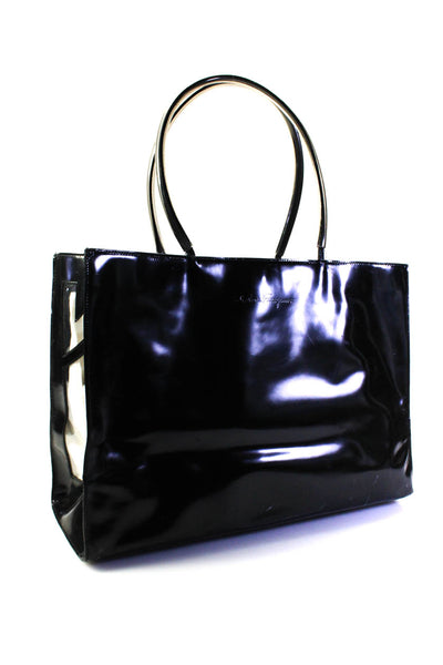 Salvatore Ferragamo Womens Black Leather Toggle Tote Shoulder Bag Handbag