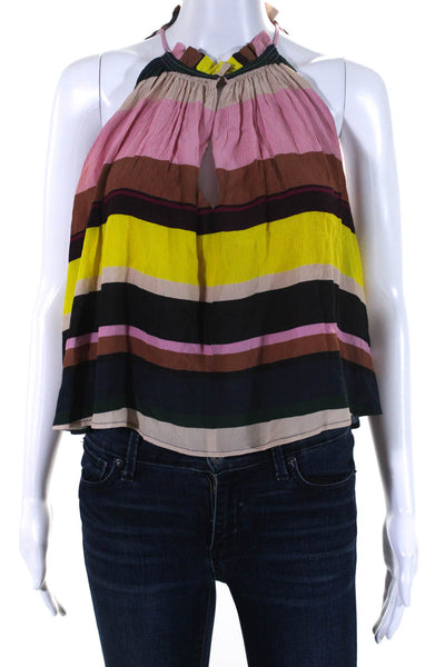 Apiece Apart Womens Striped Halter Sleeveless Top Blouse Multicolor Size 2