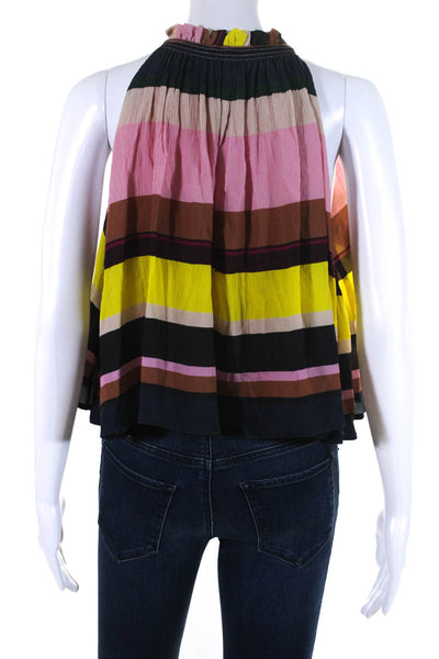 Apiece Apart Womens Striped Halter Sleeveless Top Blouse Multicolor Size 2