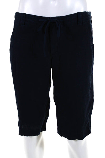Vince Mens Woven Drawstring Linen Shorts Navy Blue Size 31