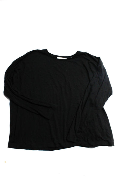 Vince Womens Long Sleeve Crew Neck Boxy Top Tee Shirt Black Size Small Lot 2