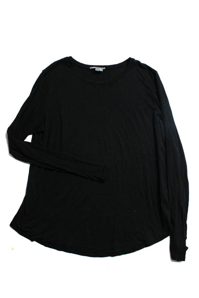 Vince Womens Long Sleeve Crew Neck Boxy Top Tee Shirt Black Size Small Lot 2