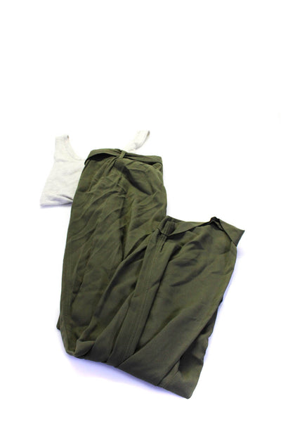 Treasure & Bond Womens Knit Tank Top Belted Pants Gray Green Medium Large Lot 2