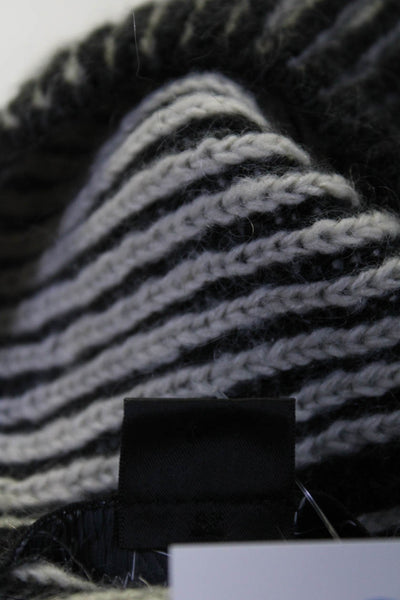 Adidas Y-3 Yohji Yamamoto Womens Ribbed Pull On Beanie Hat Black White Wool