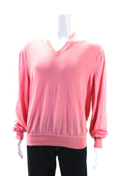 Tom Ford Mens Thin Knit V Neck Pullover Sweater Pink Cashmere Size IT 56