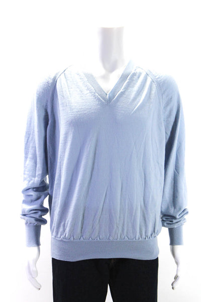 Tom Ford Mens Thin Knit V Neck Pullover Sweater Light Blue Wool Size IT 58