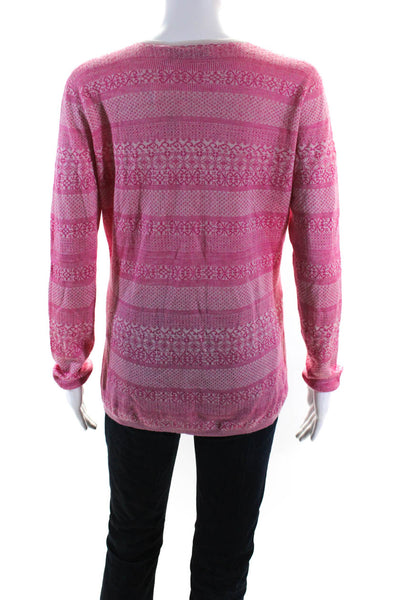 Richard Grand Womens Cashmere Textured Long Sleeve Knit Sweater Top Pink Size S